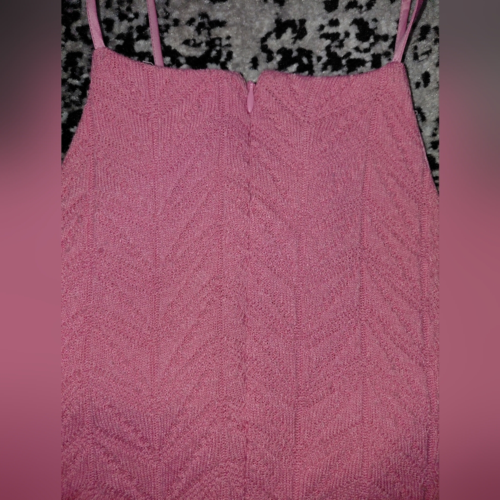NWT LIKELY 14P Mauve Floral Argyle Crochet Halter Mini Dress | Cottagecore - Picture 12 of 13